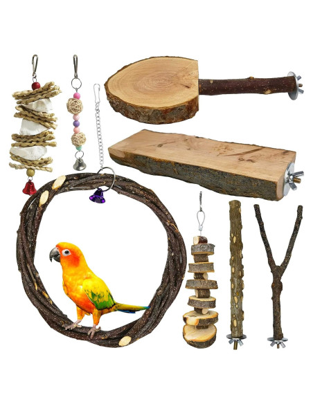 Perchas de Madera Natural para Aves Kathson - 8 Piezas