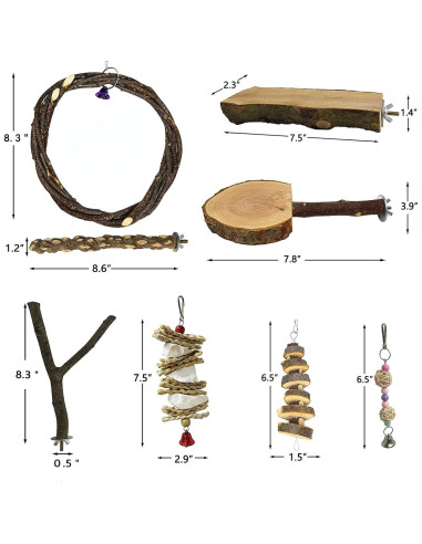 Perchas de Madera Natural para Aves Kathson - 8 Piezas