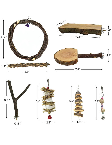 Perchas de Madera Natural para Aves Kathson - 8 Piezas