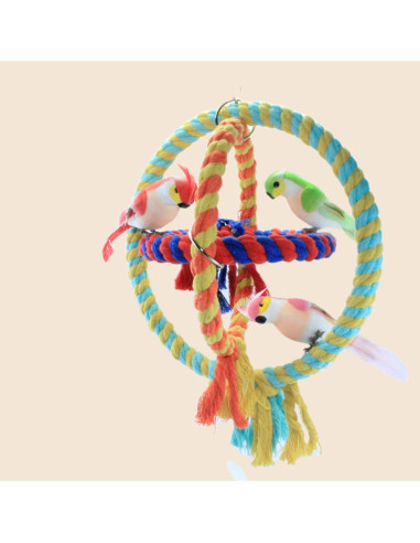 Juguetes para Aves Loros Grandes - Columpio y Perchas Coloridas (3pcs)