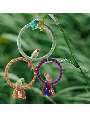 Juguetes para Aves Loros Grandes - Columpio y Perchas Coloridas (3pcs)