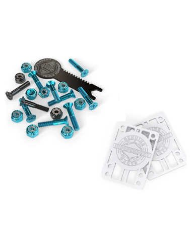 Hardware de Patinete Independent 1" Negro/Azul + Elevadores Blancos