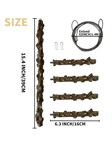 Percha Colgante para Aves FlidRunest 39 CM Madera Natural