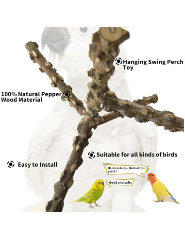 Percha Colgante para Aves FlidRunest 39 CM Madera Natural