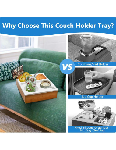 Bandeja para Sofá Ismosm Gris con Soporte para Taza