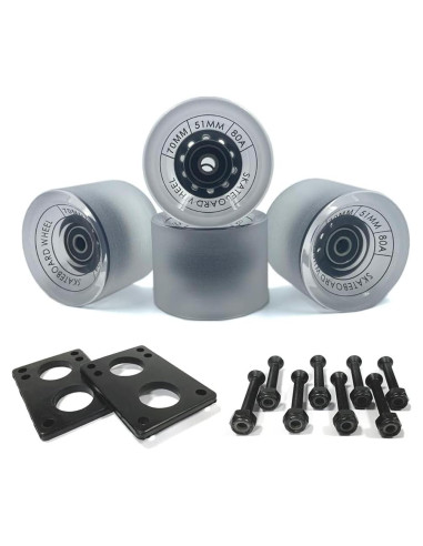 Ruedas de Longboard LOOEEL 70mm 80A con Rodamientos ABEC-9