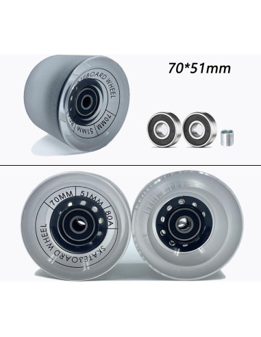Ruedas de Longboard LOOEEL 70mm 80A con Rodamientos ABEC-9