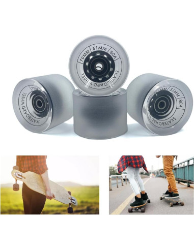 Ruedas de Longboard LOOEEL 70mm 80A con Rodamientos ABEC-9