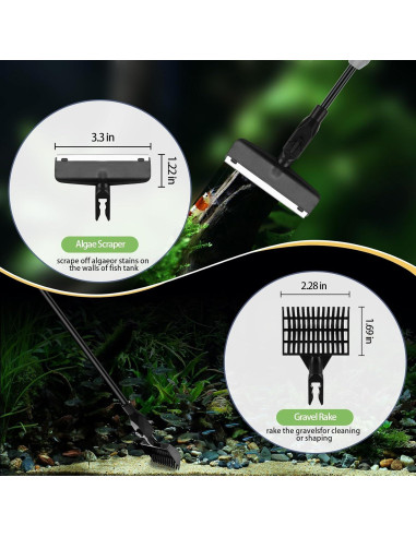 Kit de limpieza de acuarios HSIFMATE 6 en 1 con mango ajustable
