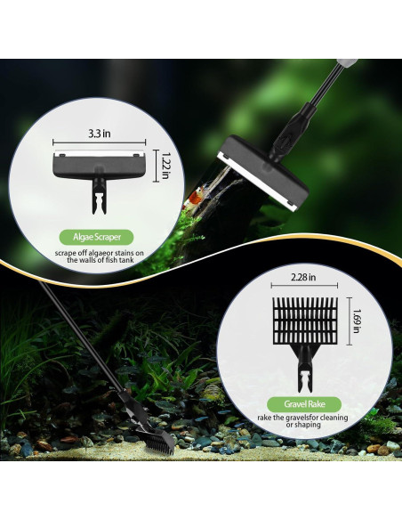 Kit de limpieza de acuarios HSIFMATE 6 en 1 con mango ajustable