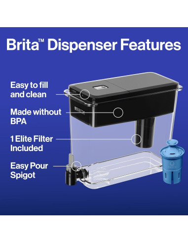 Dispensador de Agua Brita UltraMax Elite 27 Tazas, Negro