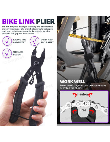 Kit de Herramientas de Reparación de Cadena de Bicicleta Swpeet 11Pcs