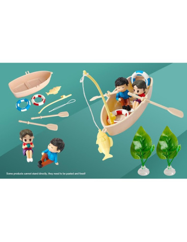 Decoración de Acuario Cyrading Barco Flotante 15x10 cm Azul