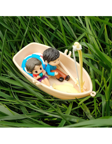 Decoración de Acuario Cyrading Barco Flotante 15x10 cm Azul