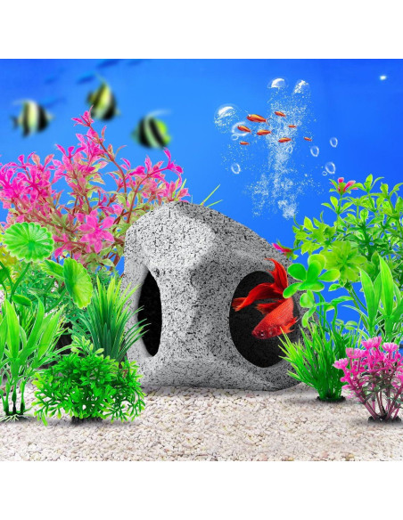 Decoraciones para Acuario CousDUoBe - Cueva de Roca y Plantas
