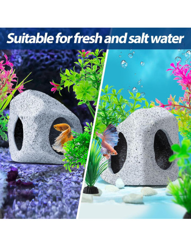 Decoraciones para Acuario CousDUoBe - Cueva de Roca y Plantas