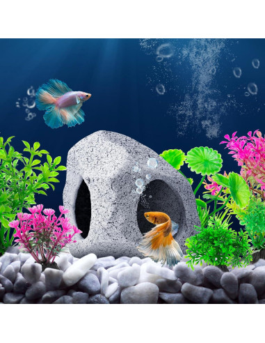 Decoraciones para Acuario CousDUoBe - Cueva de Roca y Plantas