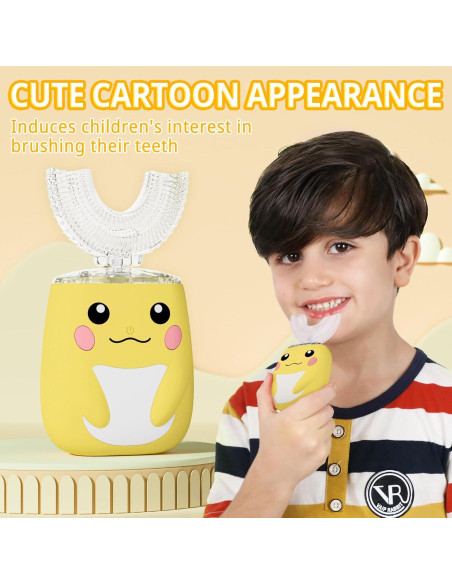 Cepillo de Dientes Eléctrico ELOTAME U para Niños 2-7 Años Amarillo