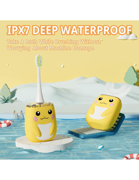 Cepillo de Dientes Eléctrico ELOTAME U para Niños 2-7 Años Amarillo
