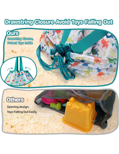 Bolsa de Juguetes de Playa BrainyBees Extra Grande Verde Dino