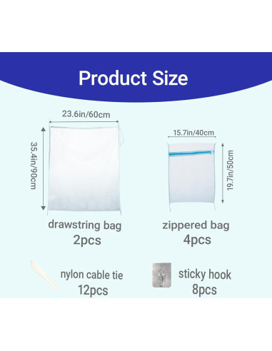 Set de 6 Bolsas de Almacenamiento de Malla para Piscina - Genérico