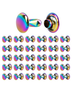 30 Remaches de Cuero Doble Cabeza Arcoíris AUEAR 8mm