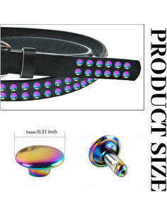 30 Remaches de Cuero Doble Cabeza Arcoíris AUEAR 8mm 2