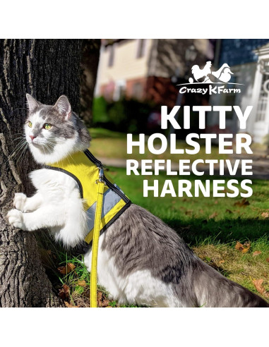 Arnés Reflectante para Gatos Crazy K Farm Amarillo XL