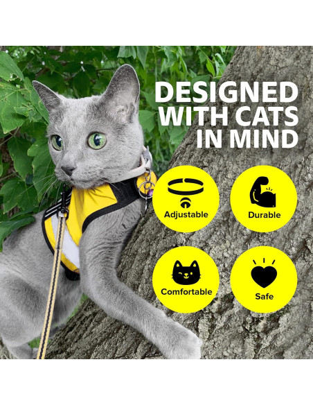 Arnés Reflectante para Gatos Crazy K Farm Amarillo XL
