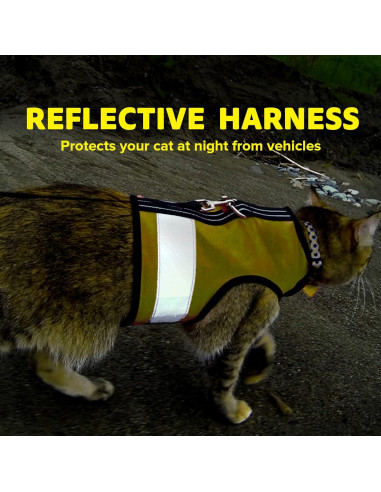 Arnés Reflectante para Gatos Crazy K Farm Amarillo XL