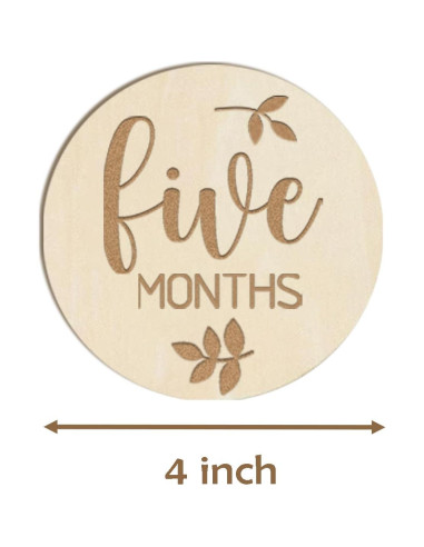 Marcadores de Hitos Mensuales para Bebés de Madera Natural - Set de 6