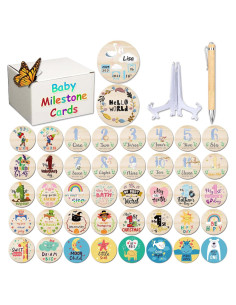 Set de Hitos Mensuales de Madera RORANIC para Bebés