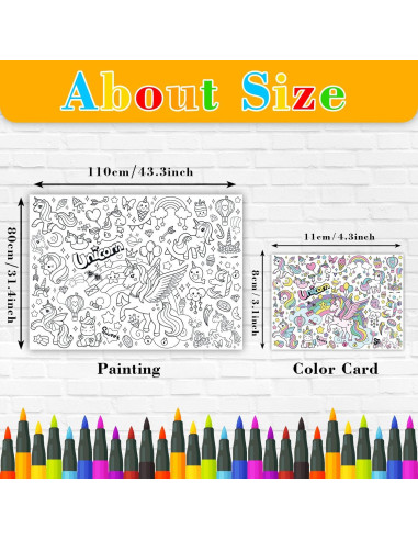 Póster Gigante para Colorear Unicornio K-NMLHL 110x80 cm