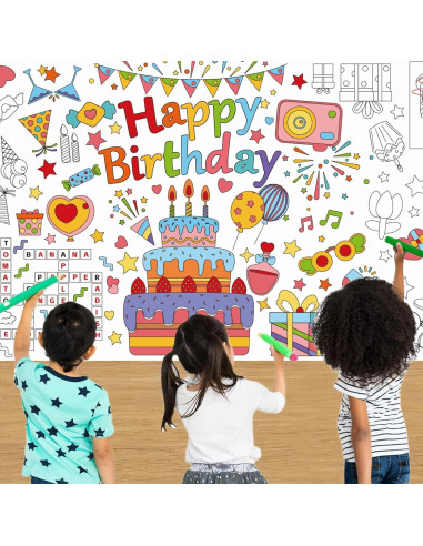 Póster Gigante para Colorear USGohin 76x183 cm Dinosaurio