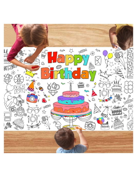 Póster para Colorear Jumbo DIYASY 76 x 183 cm para Cumpleaños