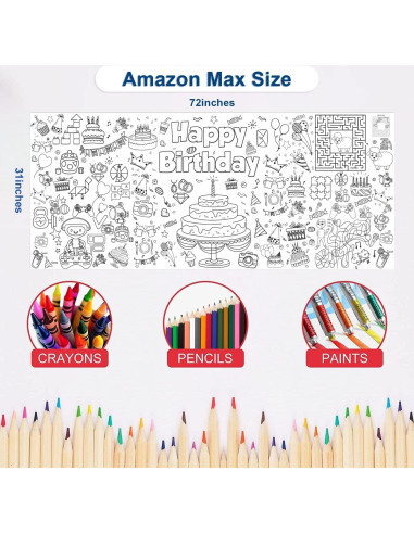 Póster para Colorear Jumbo DIYASY 76 x 183 cm para Cumpleaños