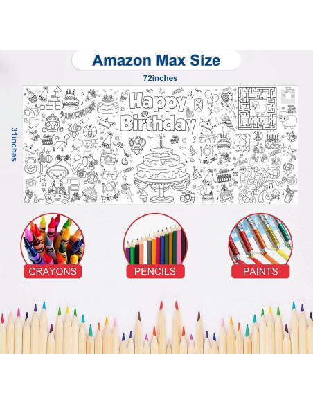 Póster para Colorear Jumbo DIYASY 76 x 183 cm para Cumpleaños