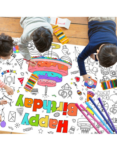 Póster para Colorear Jumbo DIYASY 76 x 183 cm para Cumpleaños