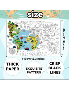 Póster gigante de colorear mapa de EE. UU. 80x110 cm Naozinebi 2