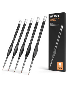 Juego de Pinceles de Detalle Nicpro 5 PCS 3/0 para Pintura