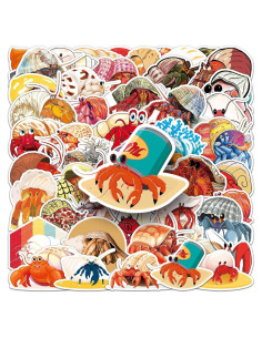 Calcomanías de Cangrejo Ermitaño 50 Pcs Vinilo Impermeable