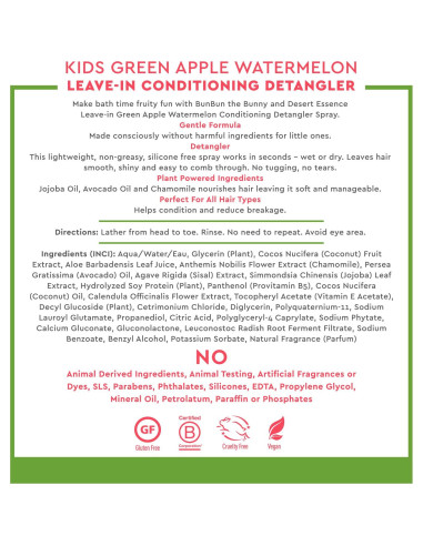 Acondicionador Desenredante Vegano Desert Essence Kids 236 ml - Sin Gluten, Suave