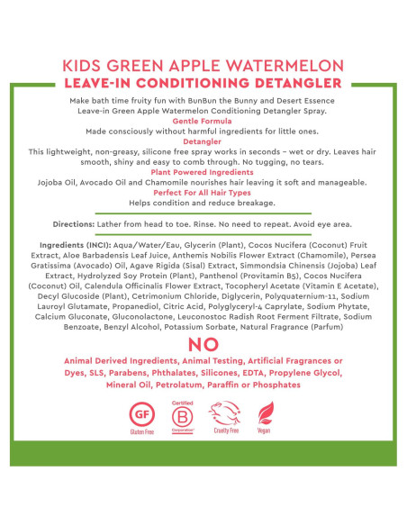 Acondicionador Desenredante Vegano Desert Essence Kids 236 ml - Sin Gluten, Suave