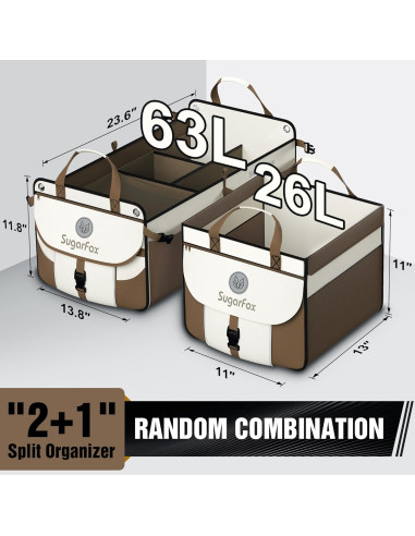 Organizador de Maletero Modular SugarFox 89L Impermeable Marrón