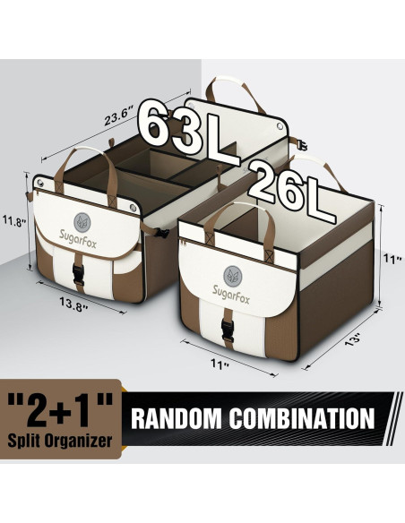 Organizador de Maletero Modular SugarFox 89L Impermeable Marrón