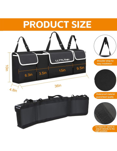 Organizador de Maletero Plegable LLTTLTMM para SUV 91.44x25.4cm