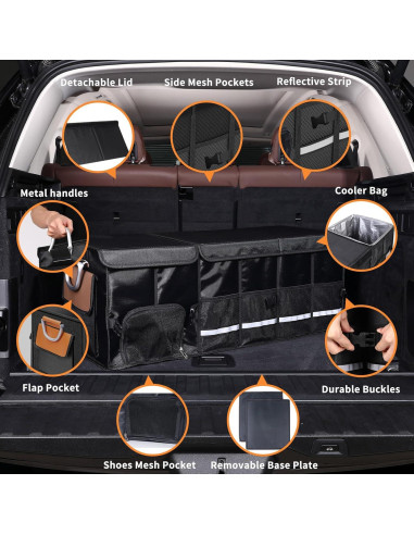 Organizador de Maletero HAMOPY Plegable con Bolsa Enfriadora 112L