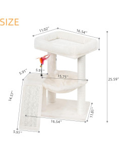 Árbol para Gatos YOUPET 65 cm con Rascador y Juguetes Beige 2