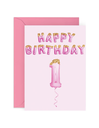 Tarjeta de Cumpleaños 1 Año Central 23 con Calcomanías