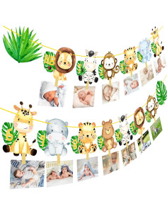 Banderín de Fotos Primer Cumpleaños Safari iPartyFun - 15 Tarjetas 2